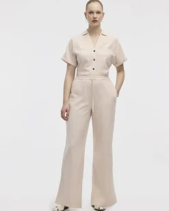 Wide-Leg High-Rise Linen Blend Pant