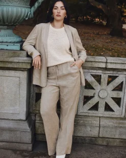 Wide-Leg High-Rise Linen Blend Pant