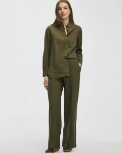 Wide-Leg High-Rise Linen Blend Pant - Tall