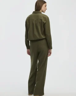 Wide-Leg High-Rise Linen Blend Pant - Tall