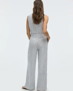 Wide-Leg High-Rise Linen-Blend Pants - Petite