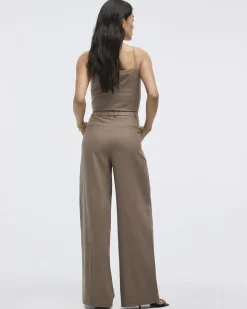 Wide-Leg High-Rise Linen-Blend Pants - Tall