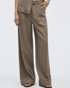 Wide-Leg High-Rise Linen-Blend Pants - Tall