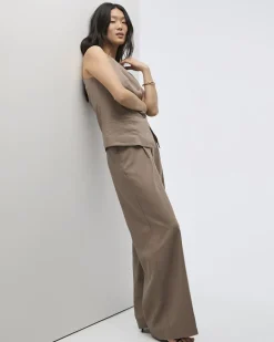 Wide-Leg High-Rise Linen-Blend Pants - Tall