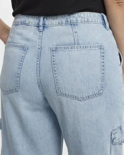 Wide-Leg Mid-Rise Cargo Denim Pant - Tall
